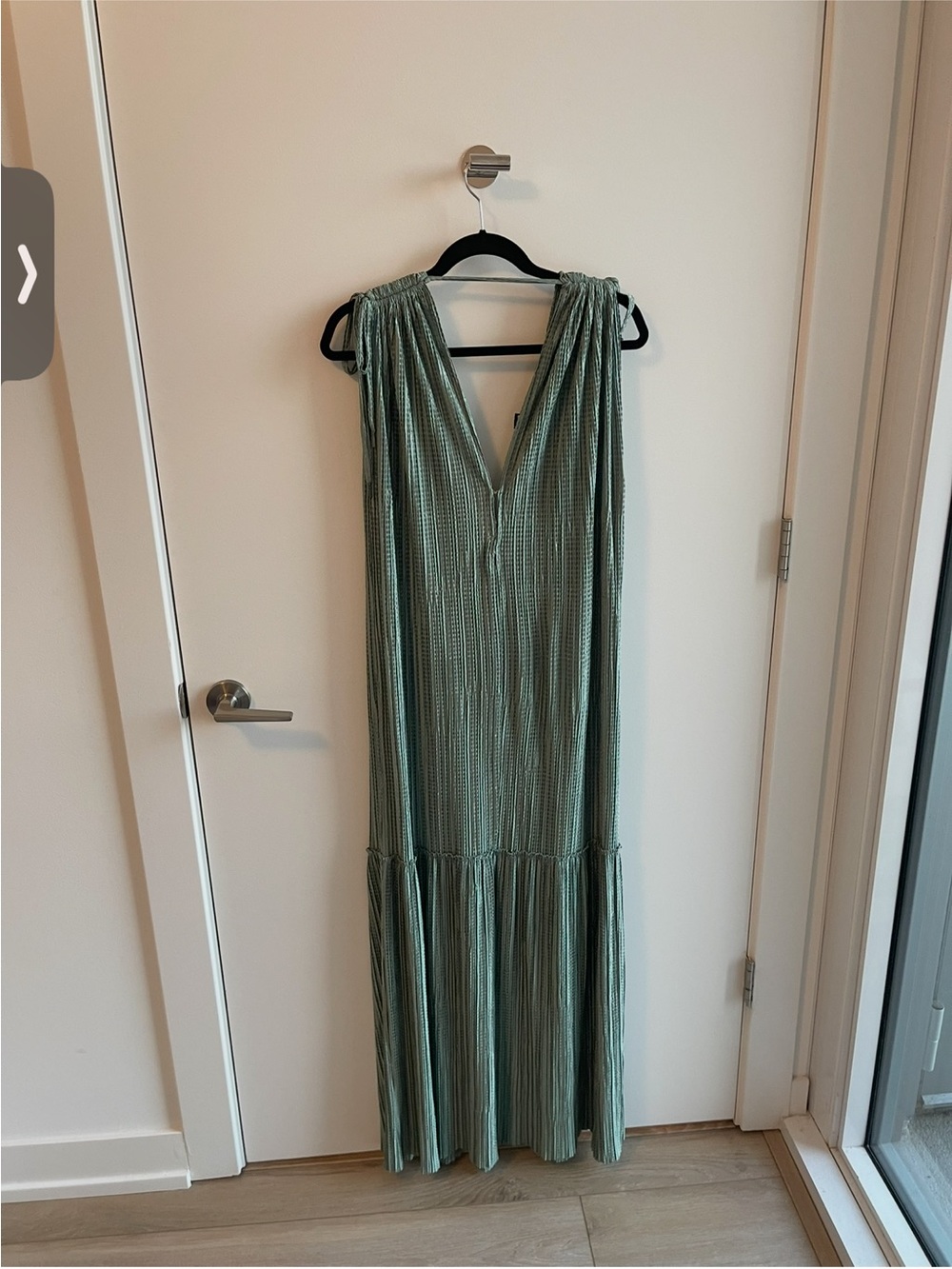 Sabina Musayev Sleeveless V-Neck Sage Green Maxi Dress with belt